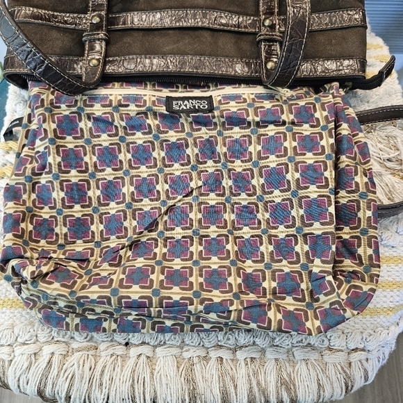 Franco Sarto faux suede brown Leather trim shoulder bag - Picture 8 of 10